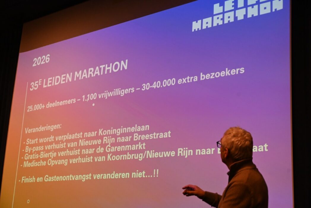 Leiden Marathon lanceerde het nieuws dat er voortaan vanaf de Koninginnelaan gestart wordt